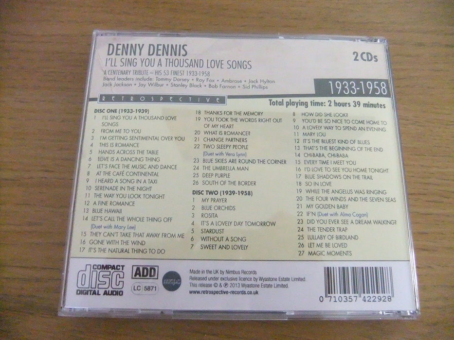 Denny Dennis - I'Ll Sing You A Thousand Love Songs (2 Cd);