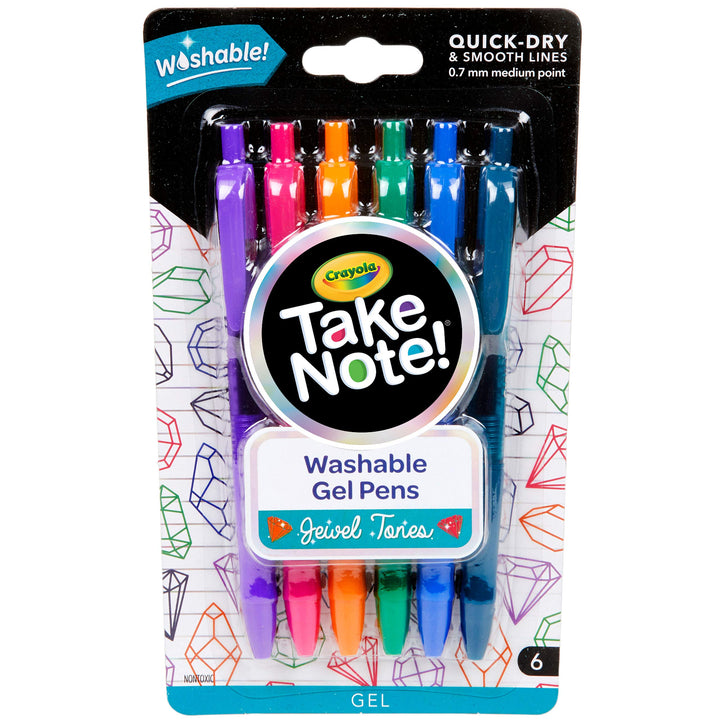 Crayola: Take Note! 6 Penne Gel Lavabili Sfumature Preziose;