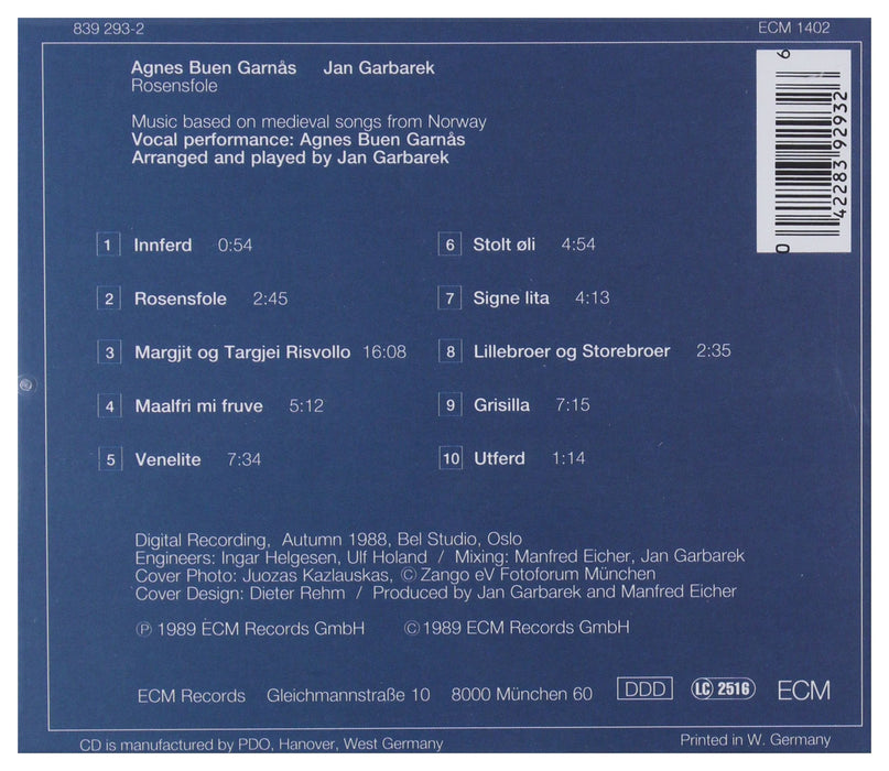 Agnes Buen Garnas - Rosensfole: Medieval Songs From Norway;