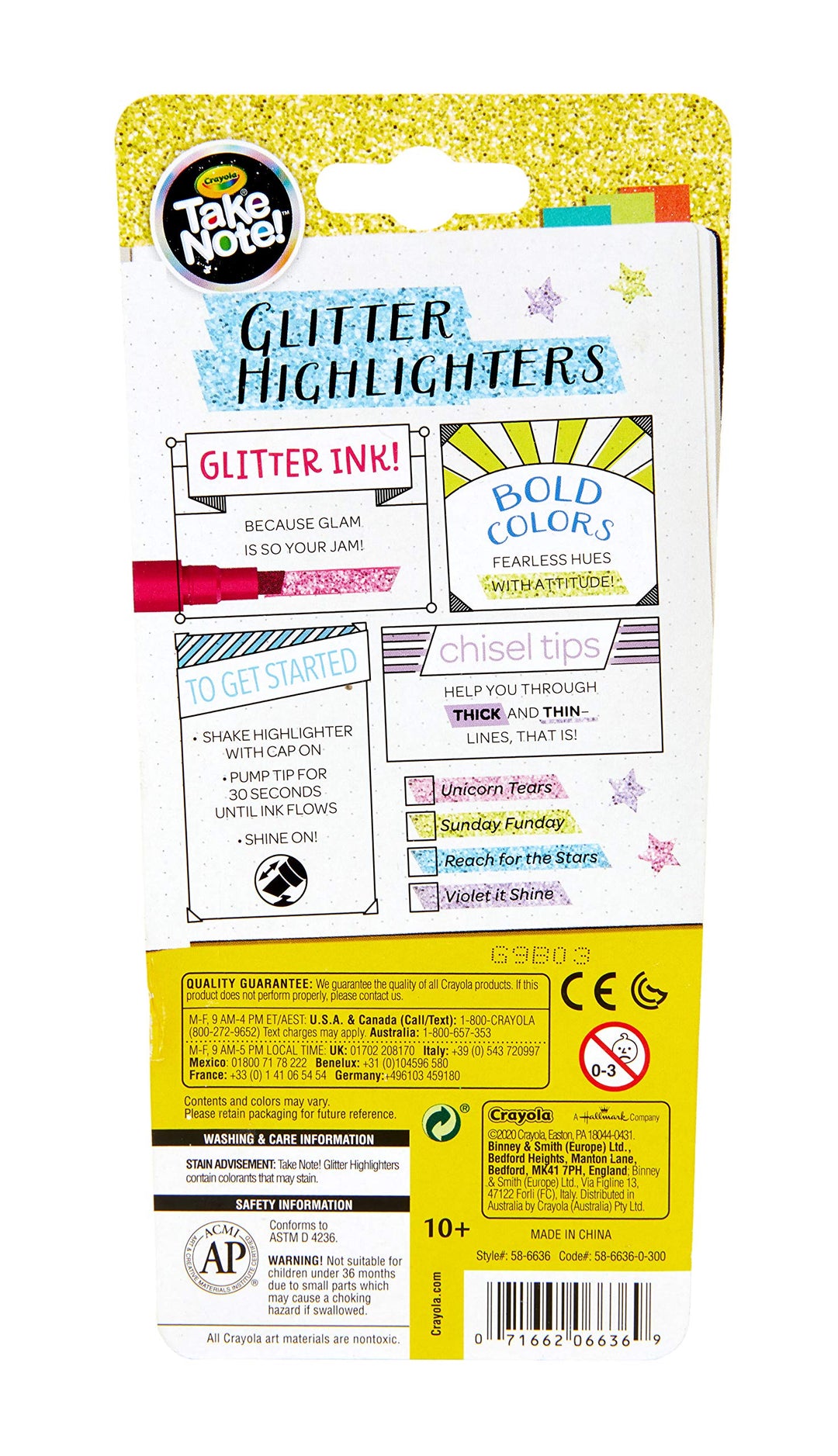 Crayola: Take Note! 4 Evidenziatori Glitter;