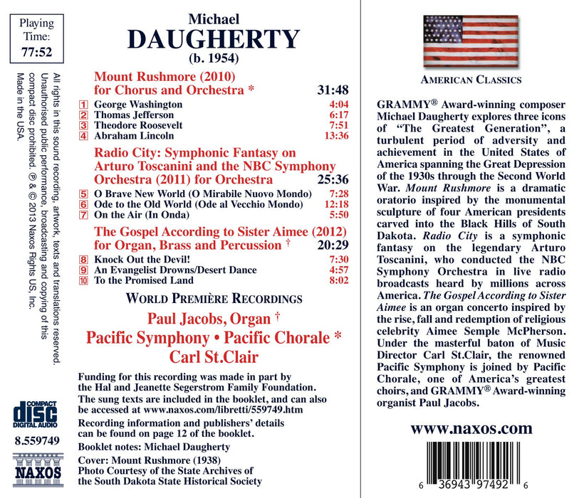 Michael Daugherty - Mount Rushmore, Radio City, The Gospel According To Sister Aimee;