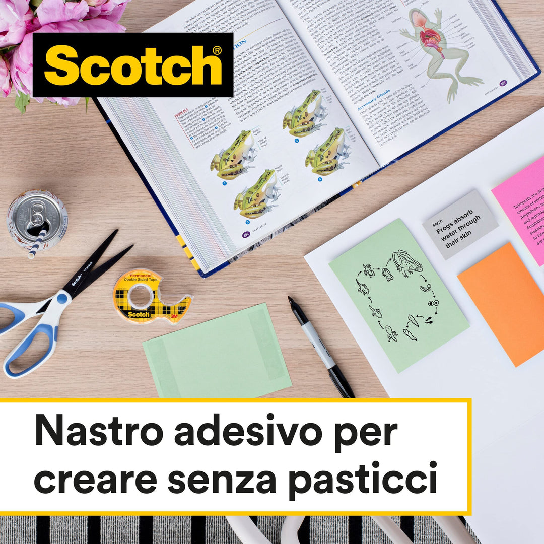 3M: Post-it - Nastro Biadesivo Scotch Permanente Senza Liner 12mmx33m;