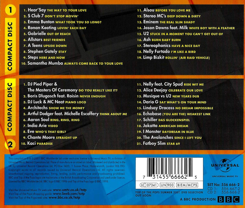 Top Of The Pops: Summer 2001 / Various (2 Cd);