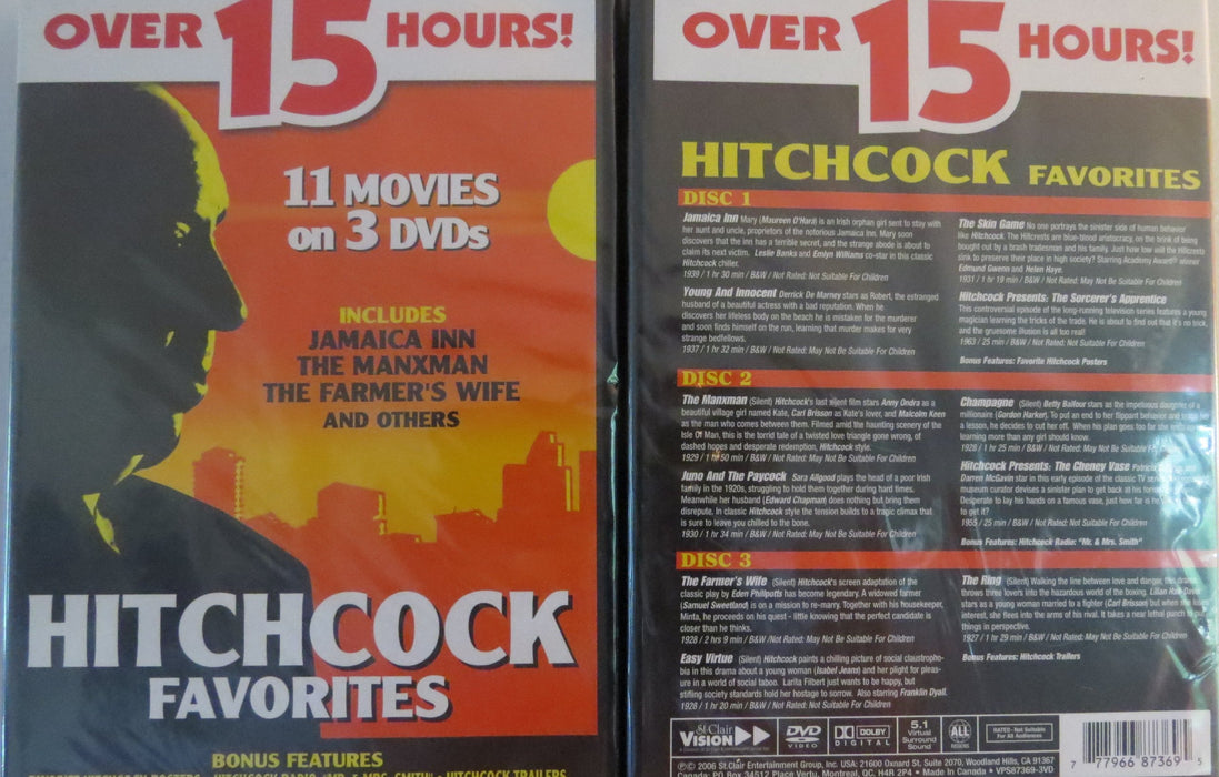 Hitchcock Favorites - Movie Pack (3 Dvd) [Edizione: Regno Unito];