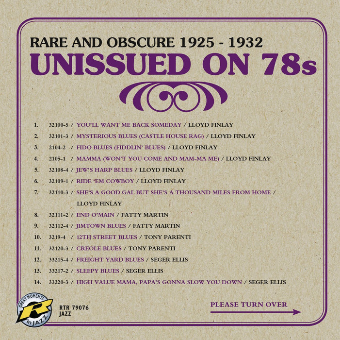 Unissued On 78s: Rare And Obscure 1925-1932 / Various;