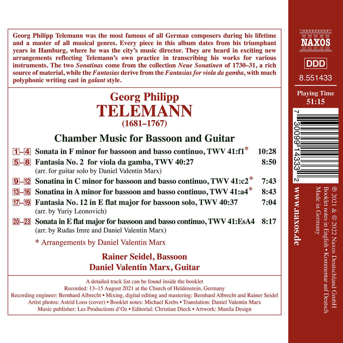 Georg Philipp Telemann - Chamber Music For Bassoon and Guitar;