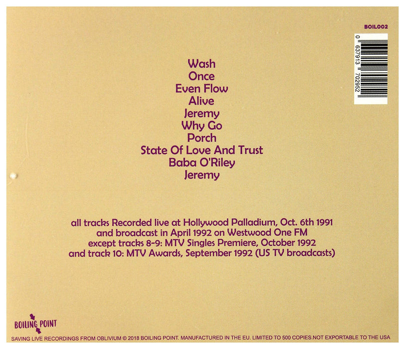 Pearl Jam - Hollywood Palladium 1991 Fm Broadcast;