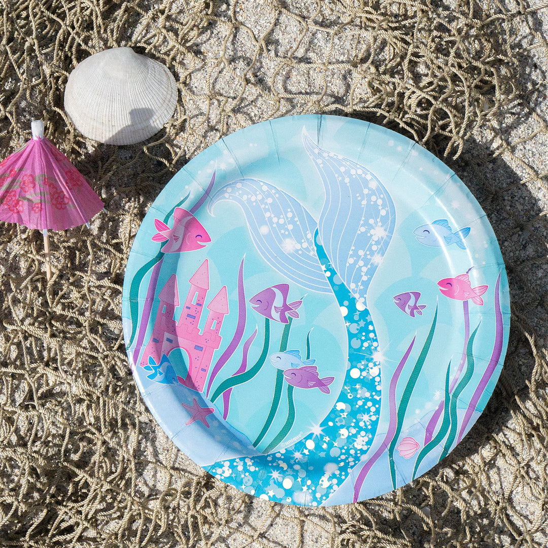 Unique Party: Ecological Paper Plates - Mermaid Theme Pack of 8 pcs. (18cm);